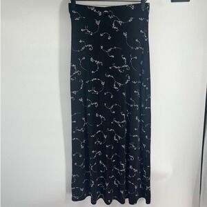 Frazier Lawrence Petite Vtg 90s Grunge Black Floral Maxi Skirt Small USA Made